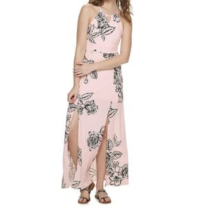 Beautiful Dusty Pink Maxi Dress Floral Print
